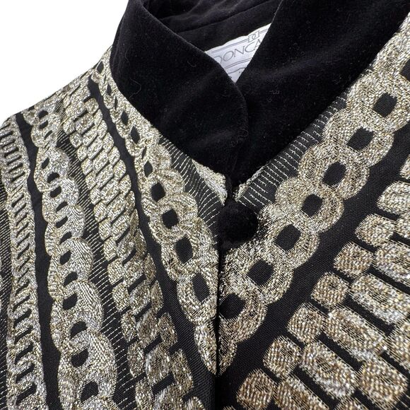 Doncaster Womens Velvet Metallic Jacquard Vest Sz 8 Gold Silver Evening Shimmer - Picture 6 of 15